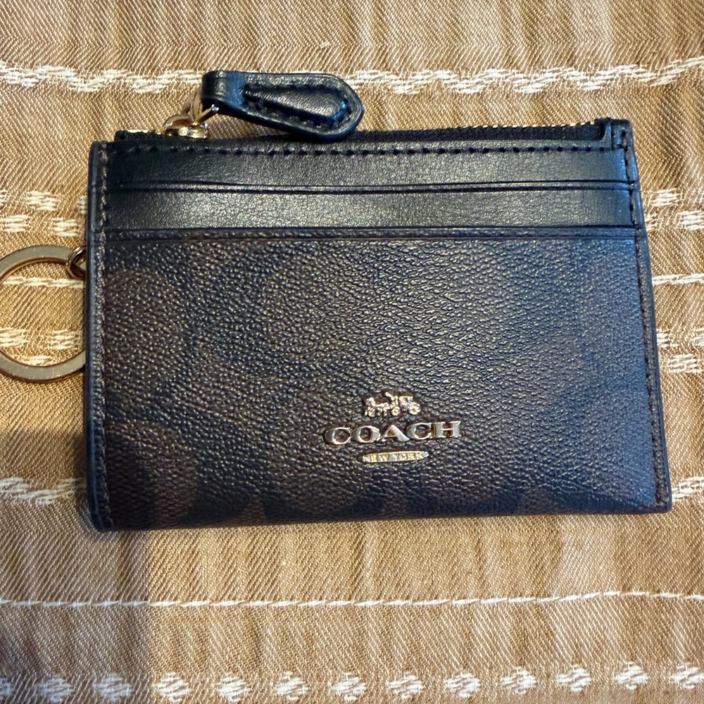 Coach Black and Brown Key & Card Holder